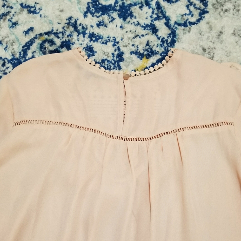 RolyPoly Crochet Inset Ruffle Front Blouse Blush - Picture 7 of 7